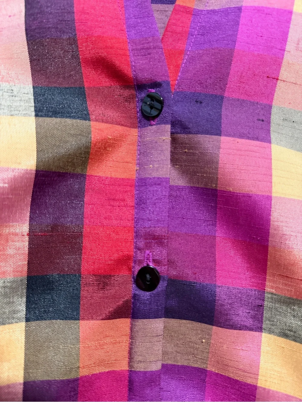 Sag Harbor Women’s Plaid Blazer in Pink, Red & Yellow Size 14 100% Polyester